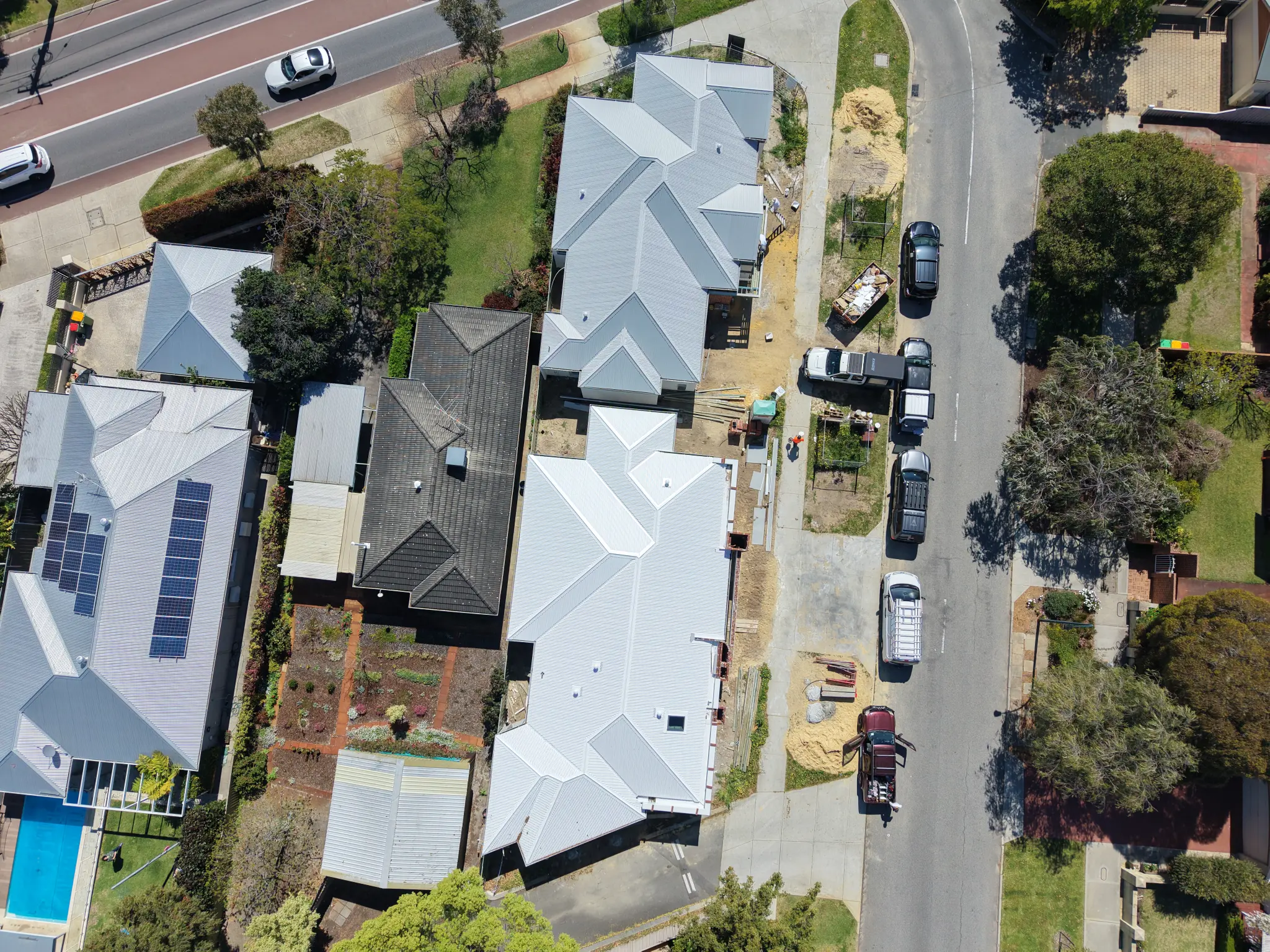 Aerial completed metal roof portfolio