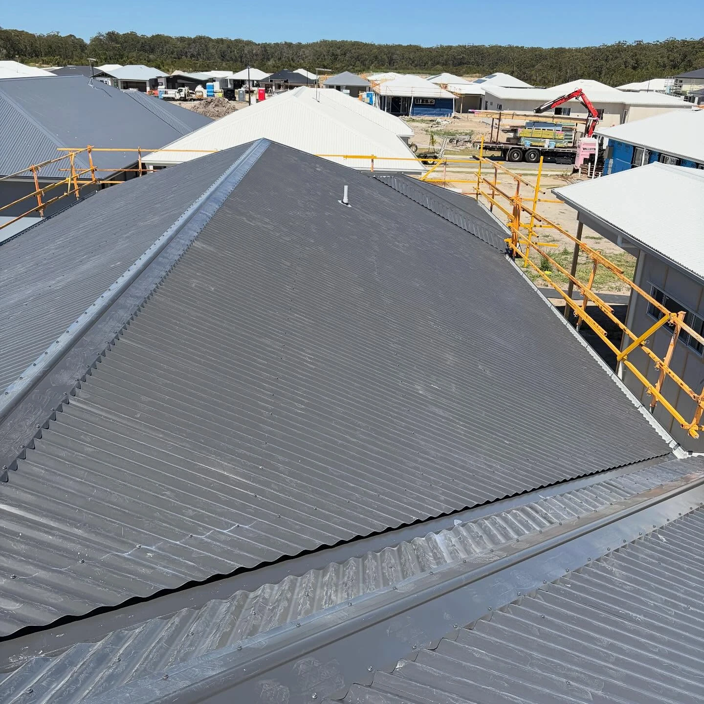 Contemporary Monument metal roof installation